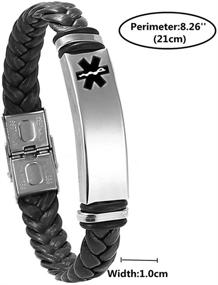 img 3 attached to Murinsar Personalized Medical Alert Leather Bracelet - Custom Name ICE Engraved, 🩺 Disease Awareness, Alarm ID - Emergency Life Saver for Adults & Children (Black/Brown)