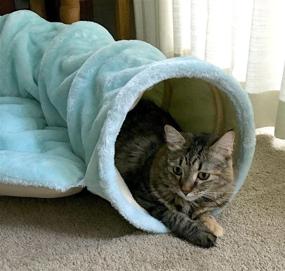 img 3 attached to Ciao Chow Tunnel Bed: Collapsible Cat Bed with Soft & Removable Features