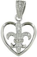 💎 925 sterling silver cz fleur de lis heart pendant/charm, dainty 18mm, ideal for necklace or bracelet logo