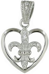 img 4 attached to 💎 925 Sterling Silver CZ Fleur De Lis Heart Pendant/Charm, Dainty 18mm, Ideal for Necklace or Bracelet