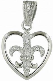 img 1 attached to 💎 925 Sterling Silver CZ Fleur De Lis Heart Pendant/Charm, Dainty 18mm, Ideal for Necklace or Bracelet