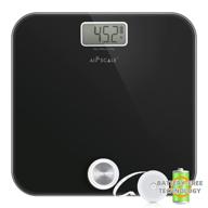 airscale battery-free digital bathroom weight scale: accurate dynamic body-weighing with large lcd display, wide platform - 400lbs capacity (black) logo