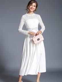 img 1 attached to HAOKEKE Sleeves Chiffon Patchwork Pleated Women's Clothing and Dresses