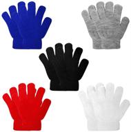 🧤 onesing 5-6 pairs kids winter knit gloves - white finger gloves for boys and girls logo