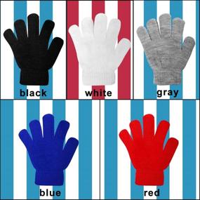 img 2 attached to 🧤 ONESING 5-6 Pairs Kids Winter Knit Gloves - White Finger Gloves for Boys and Girls