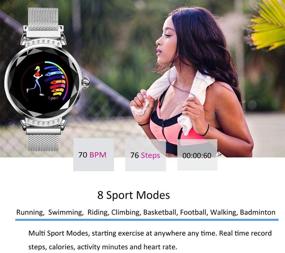 img 3 attached to Стильные умные часы для женщин - Pard Fitness Tracker с мониторингом сердечного ритма и давления в крови в серебряной расцветке