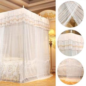 img 1 attached to 👑 Fdit Luxury Princess Four Corner Post Bed Curtain Canopy Netting Mosquito Net Bedding - Elegant Bed Canopy for Girls Kids Bedroom Décor