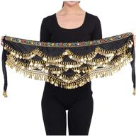 🧞 pilot-trade women's belly dance hip scarf with gold coins - triangular wrap skirt logo