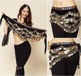 img 1 attached to 🧞 Pilot-Trade Women's Belly Dance Hip Scarf with Gold Coins - Triangular Wrap Skirt