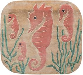 img 2 attached to 🌊 Stylish Seahorse Design: Hand Carved Acacia Hardwood Short Stool by Sea Island Imports