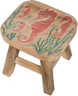 🌊 stylish seahorse design: hand carved acacia hardwood short stool by sea island imports logo