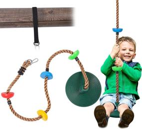 img 4 attached to Sunnyglade 6.5 ft Kids Climbing Rope Tree Swing Seat Set 🌳 + Platforms & Disc Outdoor Swing | Hanging Strap & Locking Carabiner Included