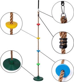 img 3 attached to Sunnyglade 6.5 ft Kids Climbing Rope Tree Swing Seat Set 🌳 + Platforms & Disc Outdoor Swing | Hanging Strap & Locking Carabiner Included