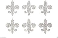 ✨ sparkling silver fleur de lis self adhesive glitter stickers for card making crafts - crystalsrus 24 pack - diy 1 inch logo