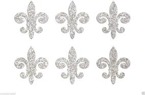 img 1 attached to ✨ Sparkling Silver Fleur De Lis Self Adhesive Glitter Stickers for Card Making Crafts - CrystalsRus 24 Pack - DIY 1 inch