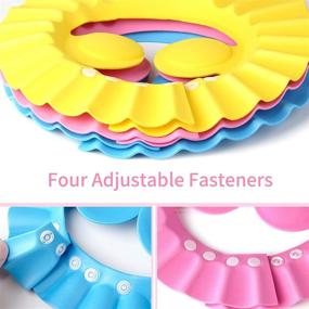img 2 attached to 🧢 Lamoutor 6Pcs Baby Shower Cap Baby Shampoo Cap Bath Visor Hat - Adjustable Hair Washing Shield Hat for Toddlers and Children (Pink, Blue, Yellow)