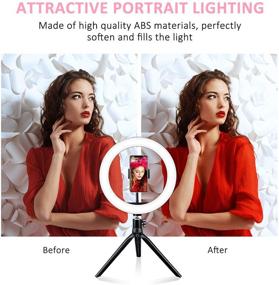 img 1 attached to Samuyang 10-inch Selfie Ring Light with Tripod Stand, Phone Holder, and Dimmable LED for Makeup, Photography, Live Streaming, YouTube Videos, Shooting, and TikTok