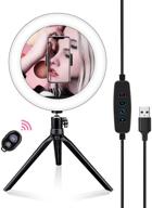 samuyang 10-inch selfie ring light with tripod stand, phone holder, and dimmable led for makeup, photography, live streaming, youtube videos, shooting, and tiktok logo