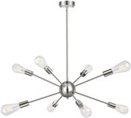 💡 sputnik chandelier lighting industrial 8-light chandeliers modern pendant lights vintage farmhouse ceiling fixture - silver brushed nickel - ideal for dining room, living room, bedroom, foyer, attic logo