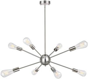 img 4 attached to 💡 Sputnik Chandelier Lighting Industrial 8-Light Chandeliers Modern Pendant Lights Vintage Farmhouse Ceiling Fixture - Silver Brushed Nickel - Ideal for Dining Room, Living Room, Bedroom, Foyer, Attic