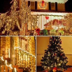 img 1 attached to 🎄 2-Pack SANJICHA Extendable 66FT 200 LED Christmas String Lights - Indoor/Outdoor Xmas Decorations, Green Wire Fairy Lights on Christmas Tree - 8 Modes, Warm White Plug in String Lights