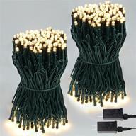 🎄 2-pack sanjicha extendable 66ft 200 led christmas string lights - indoor/outdoor xmas decorations, green wire fairy lights on christmas tree - 8 modes, warm white plug in string lights logo