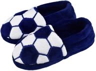 🏈 tirzrro little kids big boys warm football slippers with soft memory foam, slip-on indoor slippers logo