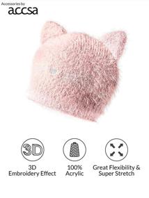 img 1 attached to 🐱 Fluffy Cat Ear Beanie Hat for Toddler Girls 3-6 Years - Perfect for Christmas and Winter Season