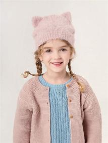 img 2 attached to 🐱 Fluffy Cat Ear Beanie Hat for Toddler Girls 3-6 Years - Perfect for Christmas and Winter Season