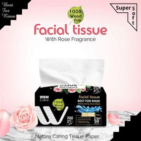 img 2 attached to 🌹 WBM Soft Facial Tissue with Rose Fragrance - 200 Sheets/Box - Pack of 12 - 12 Count