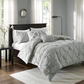 img 1 attached to 🛏️ Madison Park Essentials Kasey Reversible Comforter Set - Casual Tufted Diamond Design to Ogee Print Reverse, All Season Cozy Bedding, Shams, Decorative Pillow - Grey Full/Queen Size (90-Inch x 90-Inch) - 5 Piece