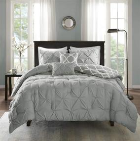 img 4 attached to 🛏️ Madison Park Essentials Kasey Reversible Comforter Set - Casual Tufted Diamond Design to Ogee Print Reverse, All Season Cozy Bedding, Shams, Decorative Pillow - Grey Full/Queen Size (90-Inch x 90-Inch) - 5 Piece