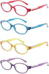 img 4 attached to 👓 Stylish Blue Light Blocking Oval Round Reading Glasses for Women: Protect Eyes from Computer Screen, Includes Colorful Protective Cases