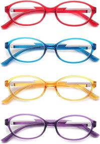 img 3 attached to 👓 Stylish Blue Light Blocking Oval Round Reading Glasses for Women: Protect Eyes from Computer Screen, Includes Colorful Protective Cases