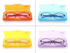 img 2 attached to 👓 Stylish Blue Light Blocking Oval Round Reading Glasses for Women: Protect Eyes from Computer Screen, Includes Colorful Protective Cases