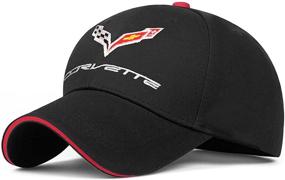 img 1 attached to 🧢 Corvette Logo Racing Apparel Baseball Cap: Unisex Adjustable Motor Hat for Travel and Racing Enthusiasts - Perfect Corvette Car Accessory