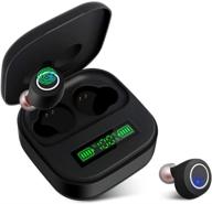 🎧 crscn true 5.0 bluetooth earbuds: touch control & led display, premium bass sound in black logo