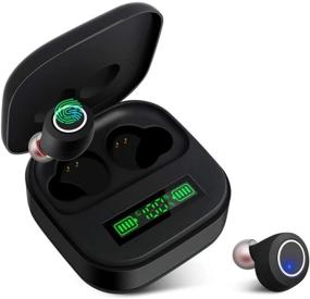 img 4 attached to 🎧 CRSCN True 5.0 Bluetooth Earbuds: Touch Control & LED Display, Premium Bass Sound in Black