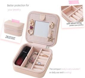 img 3 attached to 💼 Compact Travel Jewelry Case: Pink-m Small Jewelry Organizer Box with Mirror - Ideal for Girls and Women!