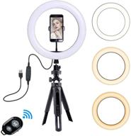 📸 10-inch selfie ring light with tripod stand, cell phone holder, and led camera ringlight – ideal for live streaming, makeup, and youtube videos, compatible with iphone/android logo