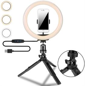 img 2 attached to 📸 10-Inch Selfie Ring Light with Tripod Stand, Cell Phone Holder, and LED Camera Ringlight – Ideal for Live Streaming, Makeup, and YouTube Videos, Compatible with iPhone/Android