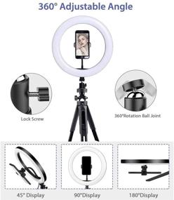 img 3 attached to 📸 10-Inch Selfie Ring Light with Tripod Stand, Cell Phone Holder, and LED Camera Ringlight – Ideal for Live Streaming, Makeup, and YouTube Videos, Compatible with iPhone/Android