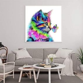 img 2 attached to 🦋 Offito Diamond Painting Kits - Round Crystal Diamond Art Kits for Adults Kids, DIY 5D Diamond Painting by Numbers - Butterfly and Cat Theme - Gift/Home Wall Decor (12x12 inch Frame NOT Included)