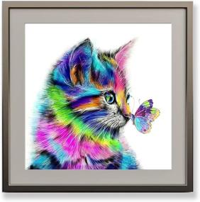img 4 attached to 🦋 Offito Diamond Painting Kits - Round Crystal Diamond Art Kits for Adults Kids, DIY 5D Diamond Painting by Numbers - Butterfly and Cat Theme - Gift/Home Wall Decor (12x12 inch Frame NOT Included)