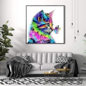 img 3 attached to 🦋 Offito Diamond Painting Kits - Round Crystal Diamond Art Kits for Adults Kids, DIY 5D Diamond Painting by Numbers - Butterfly and Cat Theme - Gift/Home Wall Decor (12x12 inch Frame NOT Included)