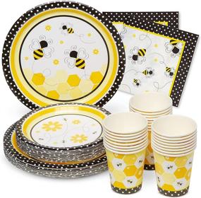img 4 attached to 🐝 Buzzworthy Royal Magnolia Bee Party Supplies: Service for 24 with Bee Paper Plates, Napkins, and Cups - Perfect for Bee-Themed Celebrations like Bee Birthdays, Bee Baby Showers, and Mommy-to-Bee Events!