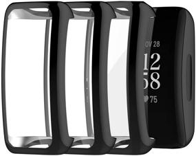 img 4 attached to 📱 3 Pack Seltureone Fitbit Inspire 2 Case: Soft TPU Protective Cover with Screen Protector in Black