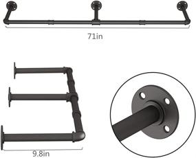 img 1 attached to 👚 Industrial Pipe Garment Rack: Black Wall Mounted Metal Clothes Rack for Small Spaces, Laundry Room, with Hanging Clothes Rod - 1 Base