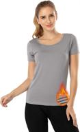 🔥 cozy and stylish: mancyfit women's short sleeve thermal top with fleece lining - perfect base layer for extra warmth logo
