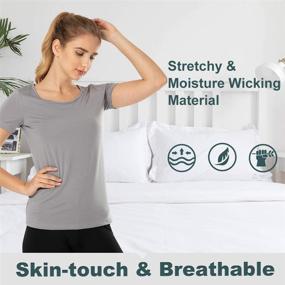 img 2 attached to 🔥 Cozy and Stylish: MANCYFIT Women's Short Sleeve Thermal Top with Fleece Lining - Perfect Base Layer for Extra Warmth
